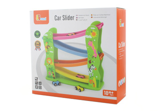 Drevená kĺzačka s autami