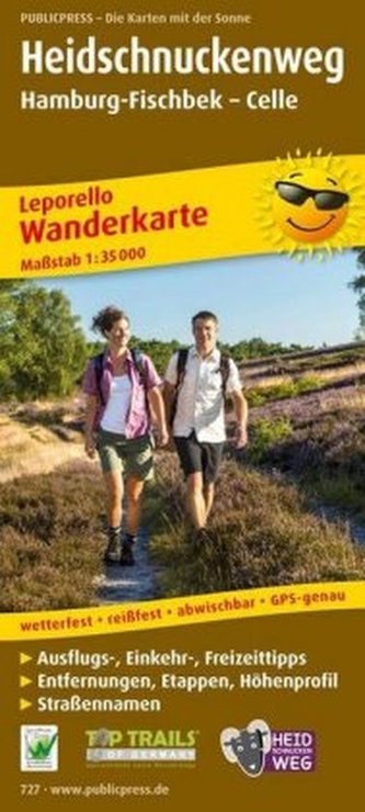 PublicPress Wanderkarte Heidschnuckenweg, Hamburg-Fischbek - Celle, 24 Teilktn.