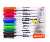 K-MARKER, Popisovač na biele tabule, tenký hrot, mix 10 farieb (čierna, červená, zelená, modrá, ružová, tyrkysová, oranžová, hne