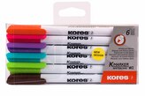 K-MARKER, Popisovač na biele tabule, tenký hrot, mix 6 farieb (ružová, tyrkysová, oranžová, hnedá, fialová, svetlo zelená)