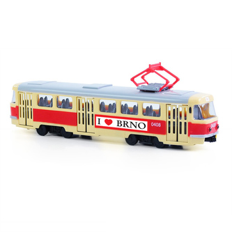 Električka, ktorá hlási zastávky po slovensky, 28 cm BRNO