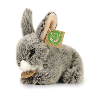 Plyšový králík tmavě šedý ležící, 17 cm, ECO-FRIENDLY