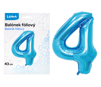 Balónek foliový  č. 4  MODRÝ 40cm LUMA