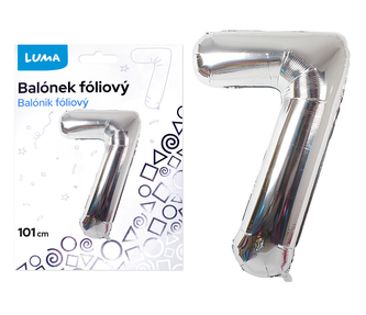Balónek foliový č. 7 STŘÍBRNÝ 101cm LUMA