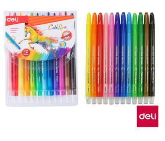 Voskovky DELI 12 farieb TWIST ColoRun EC20403