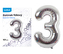Balónek foliový č. 3 STŘÍBRNÝ 101cm LUMA