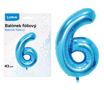 Balónek foliový  č. 6  MODRÝ 40cm LUMA