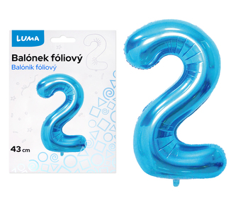Balónik fóliový č. 2 MODRÝ 40cm LUMA