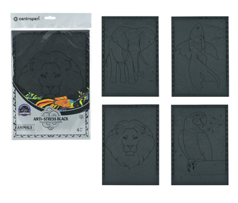 Antistresové omaľovánky CENTROPEN 9997 BLACK UNI ANIMALS