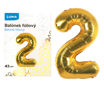 Balónek foliový  č. 2  ZLATÝ 40cm LUMA