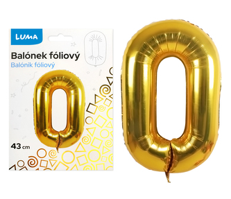 Balónek foliový  č. 0  ZLATÝ 43cm LUMA