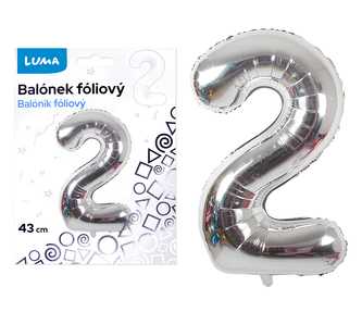 Balónek foliový  č. 2  STŘÍBRNÝ 40cm LUMA