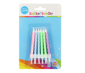 Svíčka 12ks, SPIRÁLA barevná LUMA