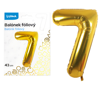 Balónek foliový  č. 7  ZLATÝ 40cm LUMA