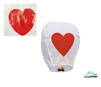 Lampion štěstí s potiskem srdce 96 x 50 x 37cm LUMA