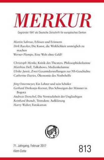 MERKUR Deutsche Zeitschrift für europäisches Denken. Nr.813