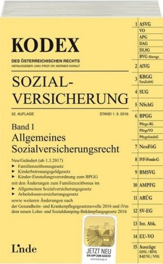 KODEX Sozialversicherung 2016/17 (f. Österreich). Bd.1