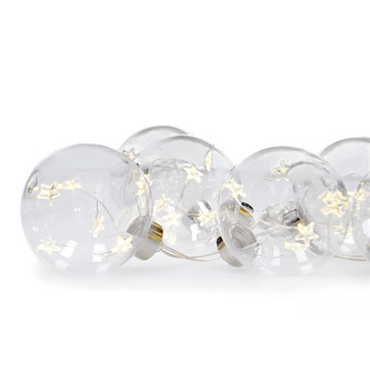 Sada LED vánočních koulí s hvězdami, vel. 6cm, 6ks, 30LED,časovač, tester, 3xAA, USB