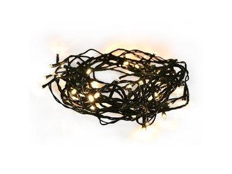 LED venkovní vánoční řetěz, 50LED, 5m, 3m přívod, 8 funkcí, IP44, 3x AA, teplá bílá