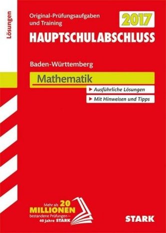 Hauptschule 2017 - Hauptschulabschluss Baden-Württemberg - Mathematik, Lösungen