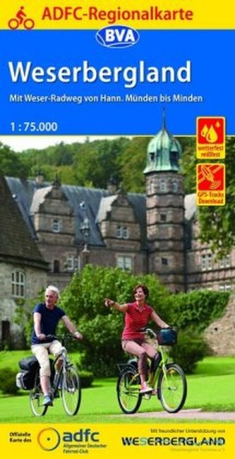 ADFC-Regionalkarte Weserbergland, 1:75.000, reiß- und wetterfest, GPS-Tracks Download