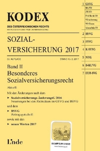 KODEX Sozialversicherung 2017 (f. Österreich). Bd.2