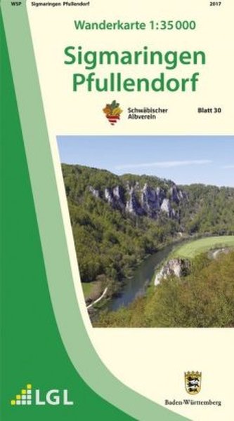 Topographische Wanderkarte Sigmaringen Pfullendorf
