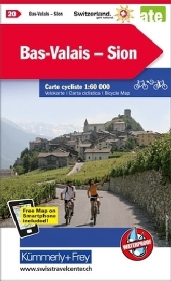 Kümmerly & Frey Karte Bas-Valais - Sion mit Ortsindex