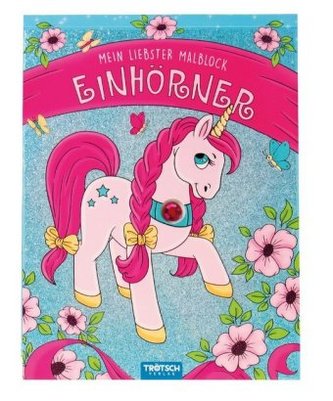Malblock mit Glitzerstein Einhorn