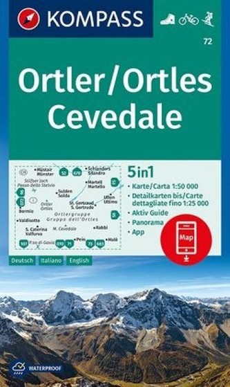 Ortler/Ortlers, Cevedale 1:50 000 / turistická mapa KOMPASS 72