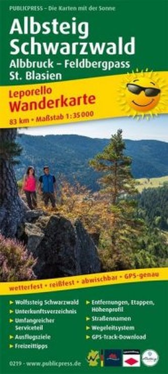 PUBLICPRESS Leporello Wanderkarte Albsteig, Schwarzwald, Albbruck - Feldberg Passhöhe