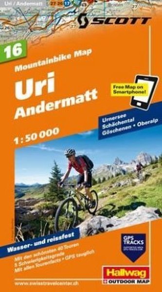 Uri, Andermatt Mountainbike-Karte Nr. 16, 1:50 000