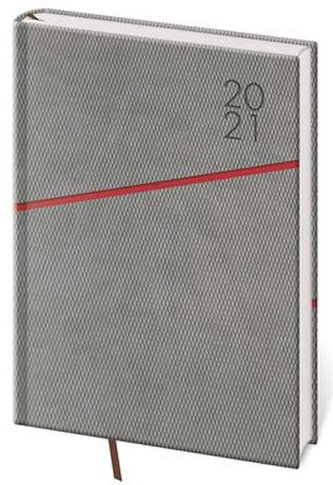 Diář 2021: Grife šedo/červená, A5 týdenní, 143x205