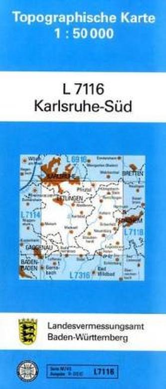 Topographische Karte Baden-Württemberg, Zivilmilitärische Ausgabe - Karlsruhe-Süd
