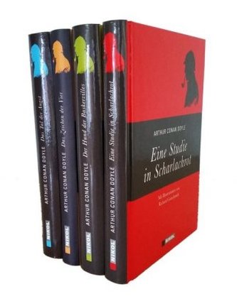 Sherlock Holmes, Eine Studie in Scharlachrot, Der Hund der Baskervilles - Das Zeichen der Vier - Das Tal der Angst, 4 Bde.