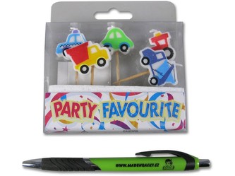 Dekorace - svíčky ve tvaru autíček, 6,5 cm