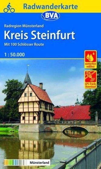 BVA Radwanderkarte Radregion Münsterland Kreis Steinfurt mit 100 Schlösser Route 1:50.000, reiß- und wetterfest, GPS-Tracks Down