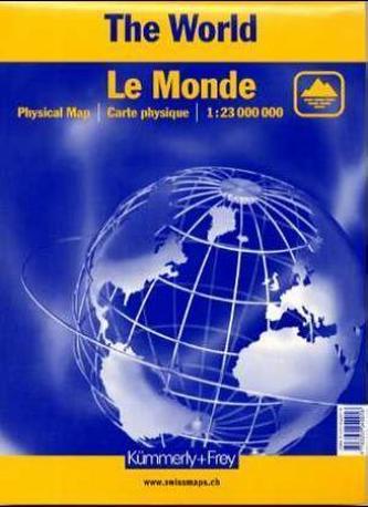 Kümmerly & Frey Karte Die Welt, Physikalische Karte, 1 : 23 Mio.. Le monde physique. The world physical
