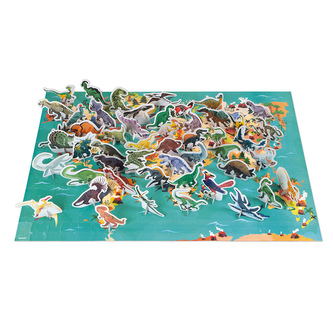 Vzdelávacie puzzle pre deti Dinosaury Janod 200 ks s figúrkami dinosaurov 50 ks