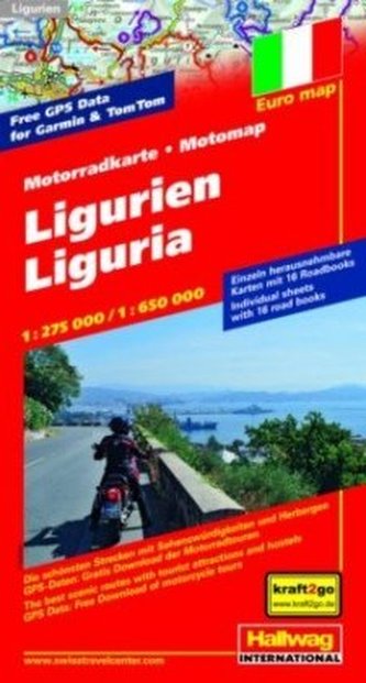 Hallwag Motorradkarte Ligurien MotoMap 1:275 000 / 1:650 000. Liguria