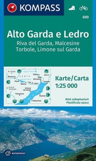 Kompass Karte Alto Garda e Ledro, Riva del Garda, Malcesine, Torbole, Limone sul Garda