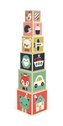Skládací dřevěná pyramida Zvířata Čísla Věci Janod čtvercová 6 dílů od 1 roku
