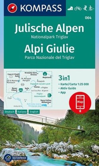 Kompass Karte Julische Alpen, Nationalpark Triglav, Alpi Giulie