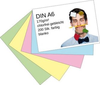 Karteikarten 200 Stück A6 farbig blanko