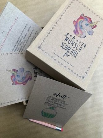Geburts Wunsch Schachtel Einhorn