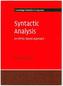 Syntactic Analysis