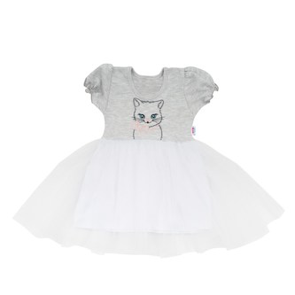 Kojenecké šatičky s tylovou sukýnkou New Baby Wonderful šedé - velikost 80 (9-12m)