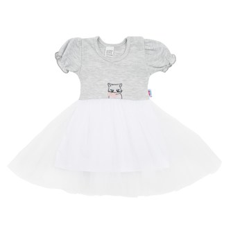 Kojenecké šatičky s tylovou sukýnkou New Baby Wonderful šedé - velikost 68 (4-6m)