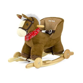 Houpací koník s melodií a kolečky Milly Mally Polly hnědý