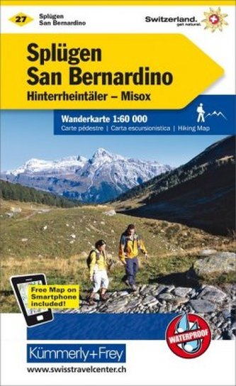 Splügen-San Bernardino, Hinterrheintäler, Misox Wanderkarte nr. 27